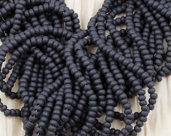8/0 Matte Jet Czech Seed Beads - 6/20", classy beads, accenting beads, great contrasting beads
