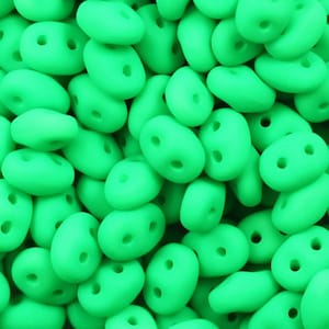 20grams 5x2mm Neon Green (25124) SuperDuo  - 2-hole Czech Glass Beads