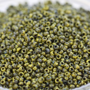 11/0 Yellow Picasso Miyuki Seed Beads - 20grams - spectacular colors, earthy Picasso beads...