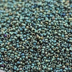 20 grams 15/0 Matte Metallic Patina Iris Miyuki Seed Beads - spectacular color, frosted metallic iris beads, Miyuki 2008