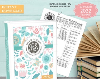2022 Relief Society Presidency Planner Latter-day Saints LDS Binder Cover and planner set BUNDLE includes new ministering section