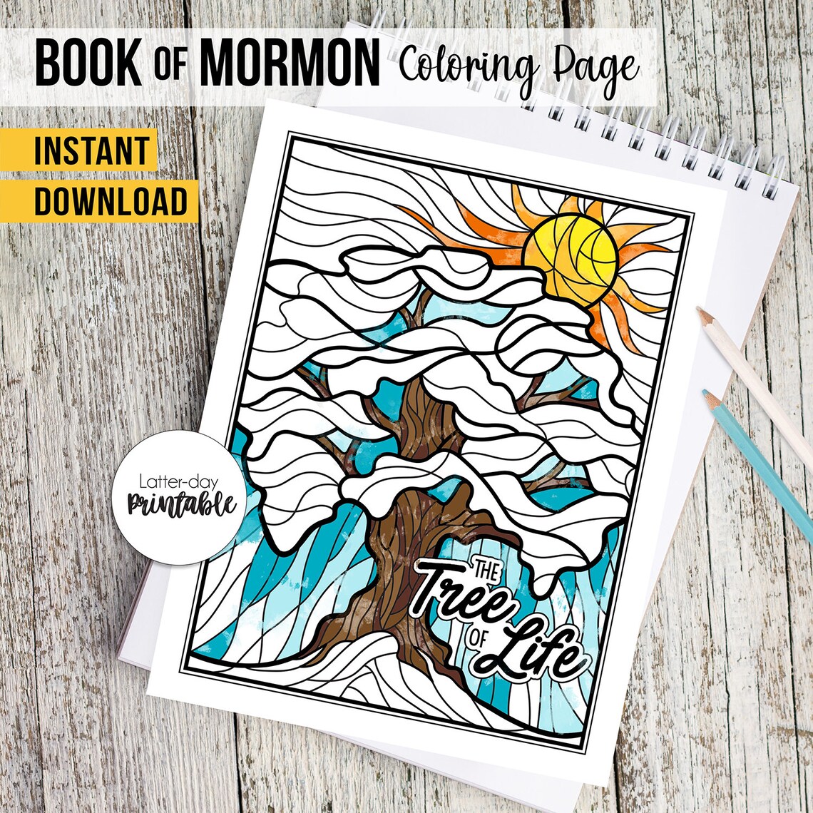 Tree of Life Lehi's Dream Book of Mormon Coloring Page Printable ...
