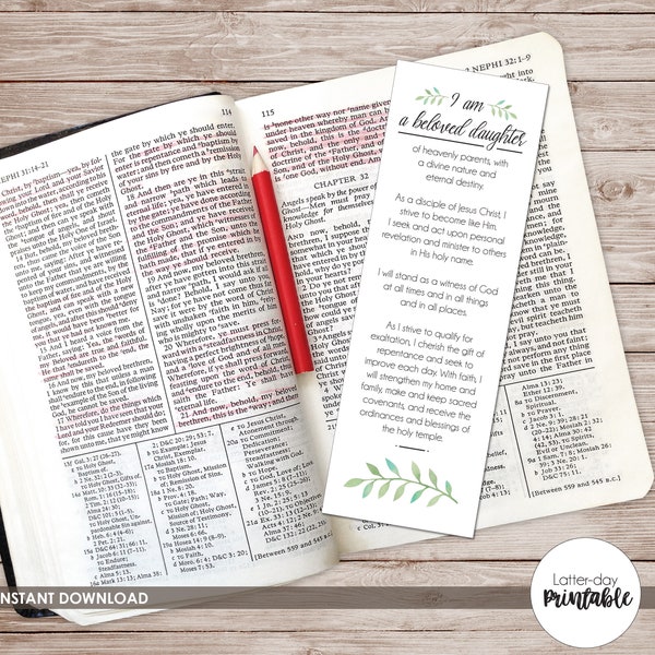 UPDATED Latter-day Saint Young Women Theme Bookmark Printable