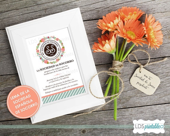 Spanish Espanol Lds Relief Society Motto Mission Statement Updated Faith Hope Charity Multiple Sizes Sociedad De Socorro - 