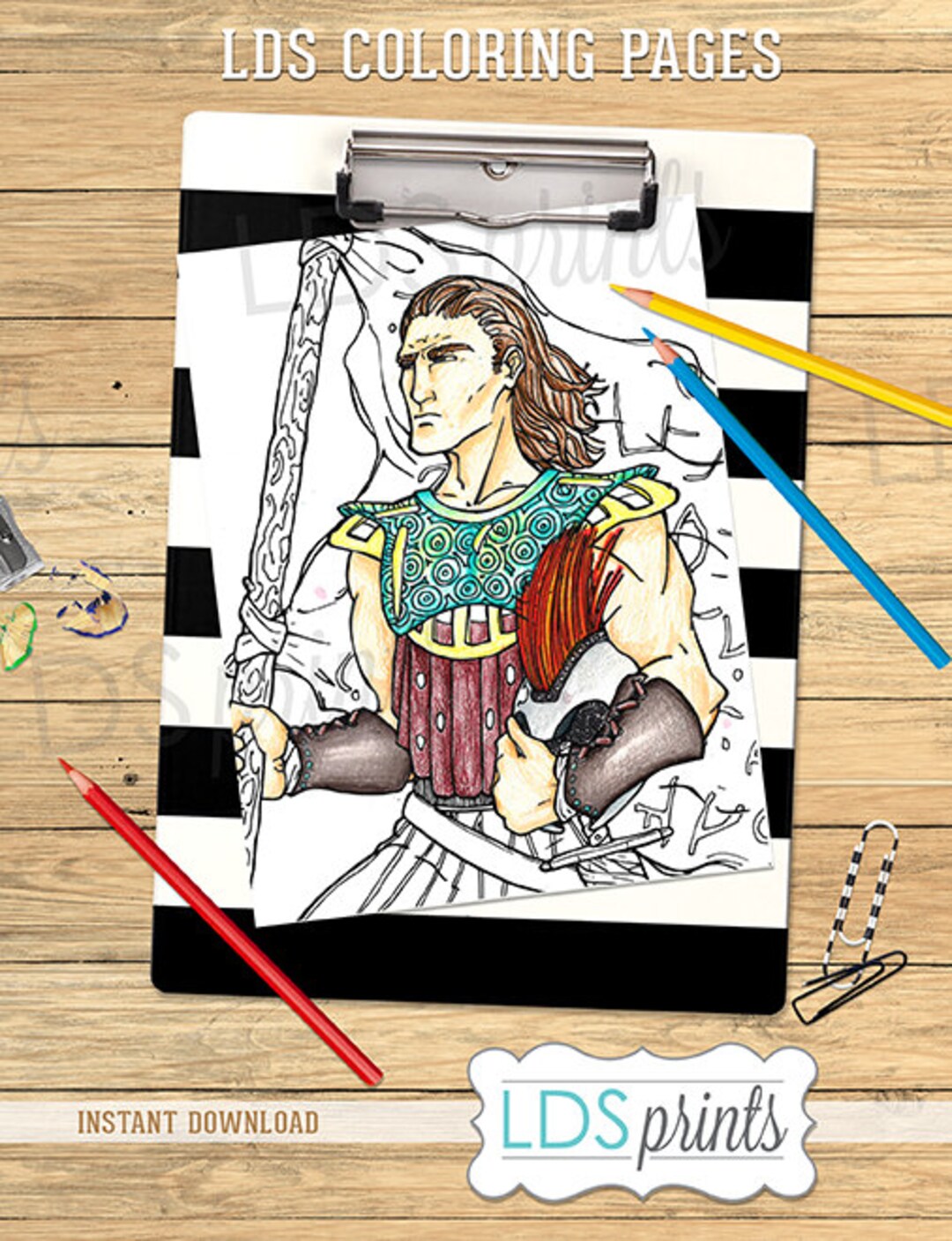 LDS Adult Coloring Pages Captain Moroni LDS Printable Program - Etsy