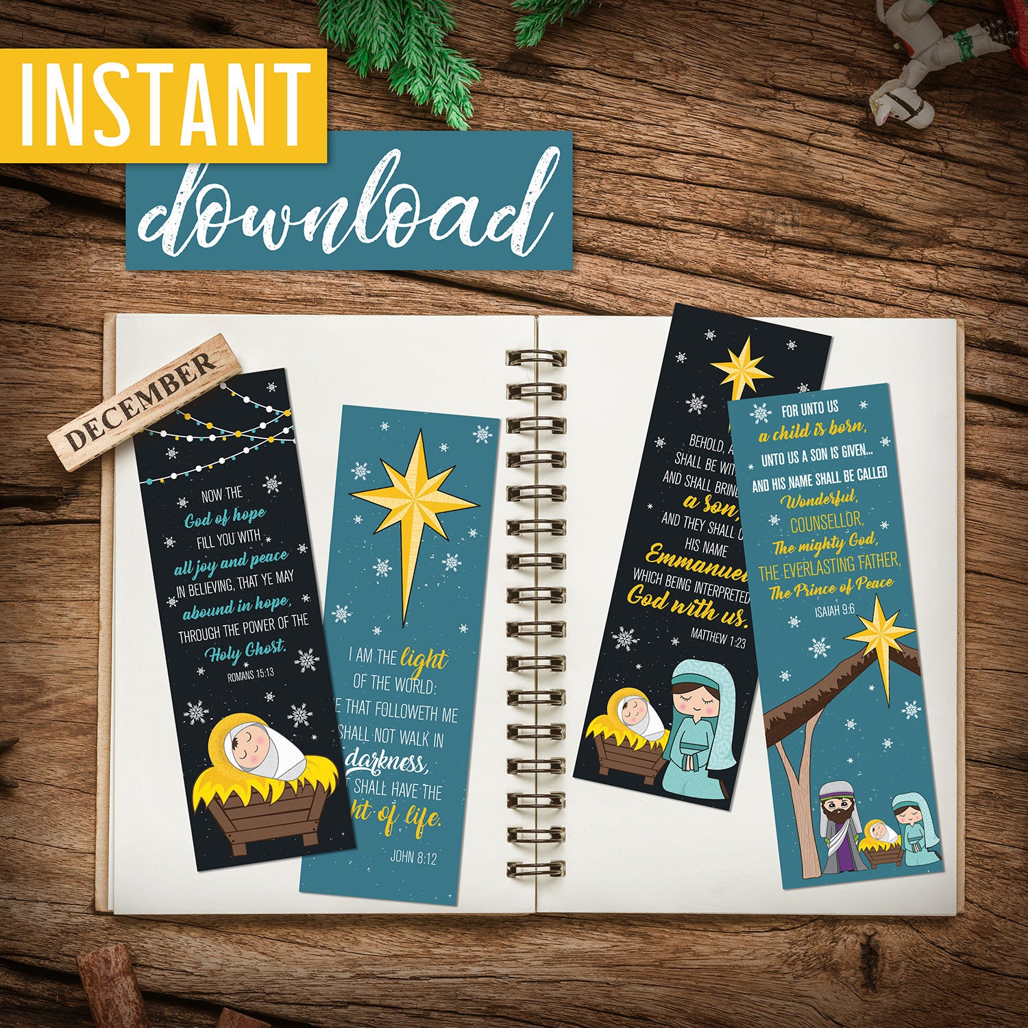 Christmas Printable Bookmarks Religious Bookmarks the Reason for the