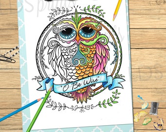 LDS Adult Coloring Pages O Be Wise Owl Jacob 6:12 LDS printable program cover
