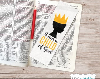 I am a Child of God printable Bookmark Boy Silhouette