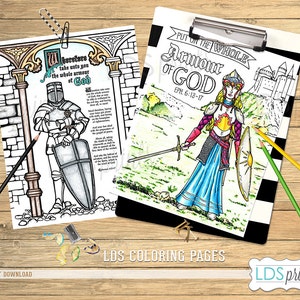 LDS Adult Coloring Pages Armour of God set printable program cover image 1