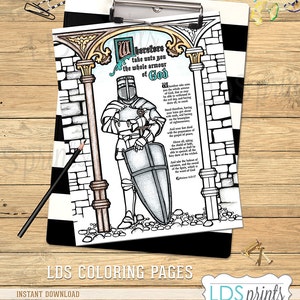 LDS Adult Coloring Pages Armour of God set printable program cover image 3