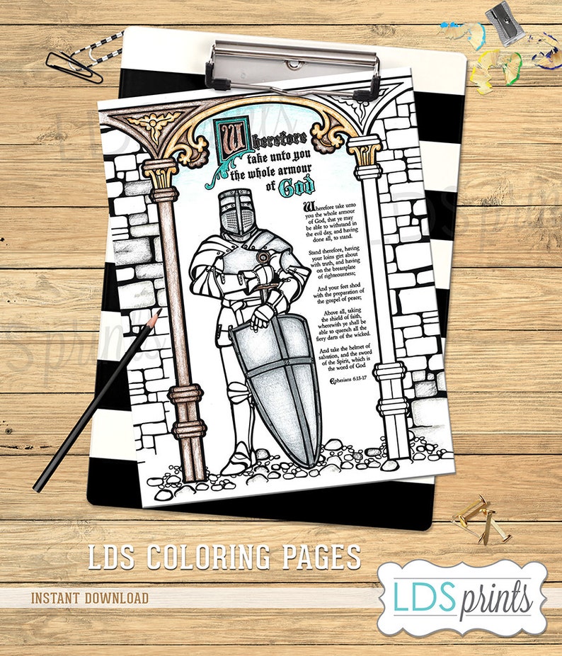 LDS Adult Coloring Pages Armour of God set printable program cover image 3