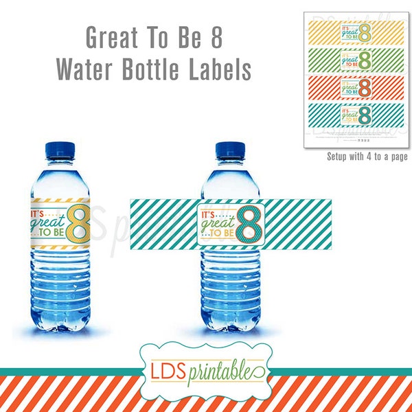 LDS Baptism Great To Be 8 Baptism Preview Water Bottle Labels LDS Baptism Decor