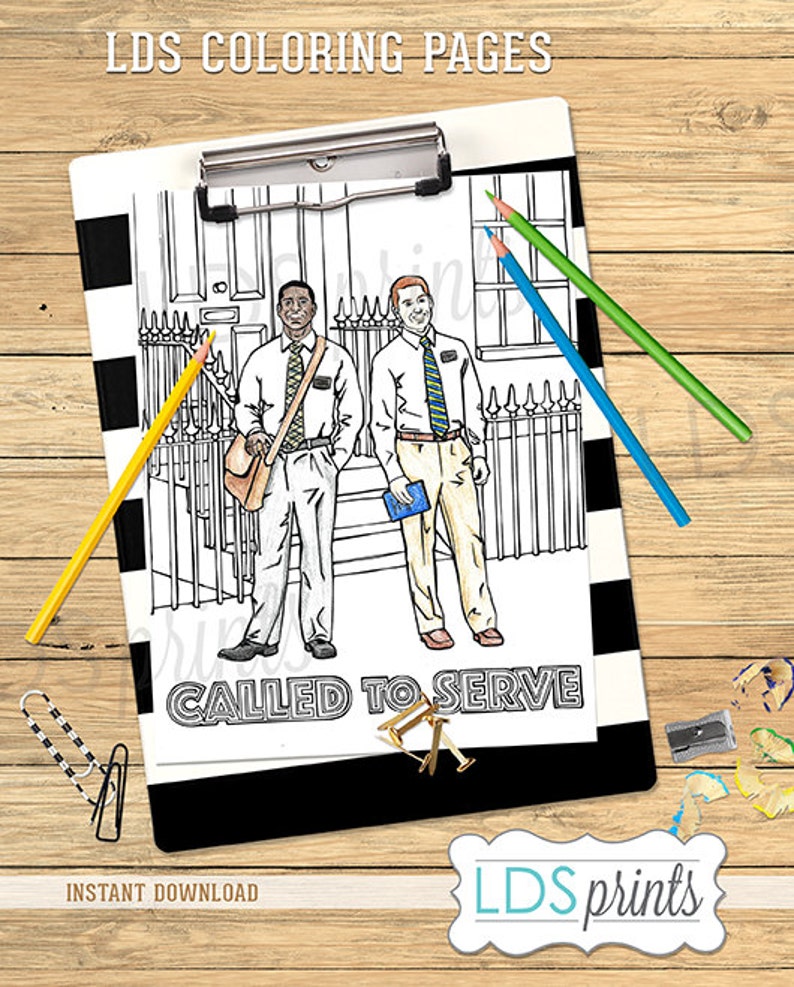 LDS Missionary Adult Coloring Page Called To Serve LDS Etsy