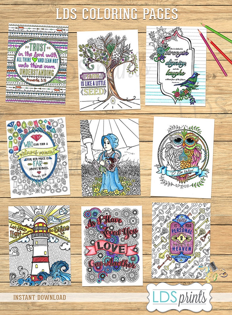 23 LDS Adult Coloring Book Pages BUNDLE Set of 23 Hand Drawn - Etsy