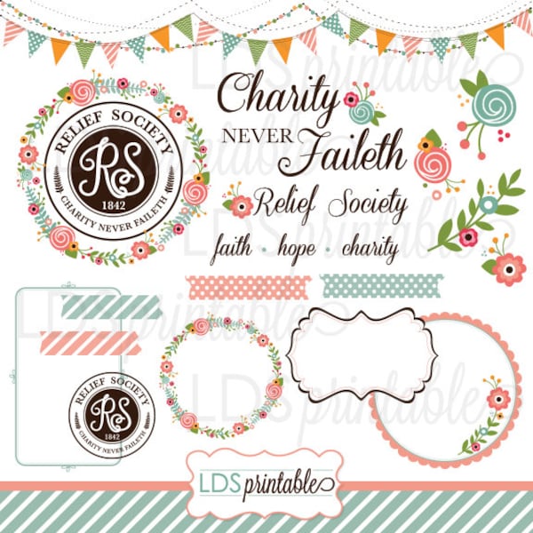 LDS Relief Society Clipart Clip Art, Faith Hope Charity, Charity never faileth