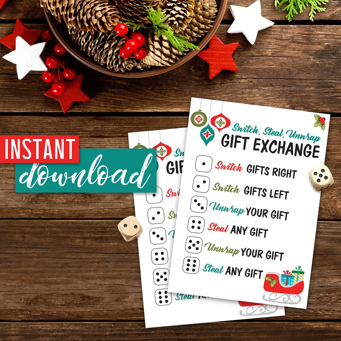 White Elephant Dice Game Free Printable