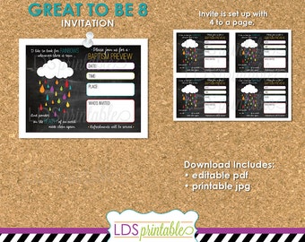 LDS Baptism - Great To Be Eight Rainbow Baptism Preview for LDS Primary Invite Printable instant download fill in the blank or editable