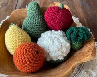 Hand Made Fruits and Vegetables - Crochet Play Food Individual or Bundle