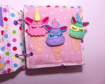 Hand Sewn Quiet Book | Fabric Felt Playset  | Unicorn Theme
