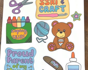 SSRI and Craft Sticker Sheet- 8.5in x 6.5