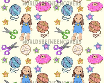 Crafty Cutie Seamless Pattern | DIY Digital Paper | Kids Craft Clipart Background