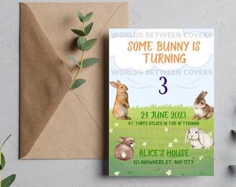 Some Bunny Birthday Invitation Canva Template- Customizable Invitation 5x7 Printable