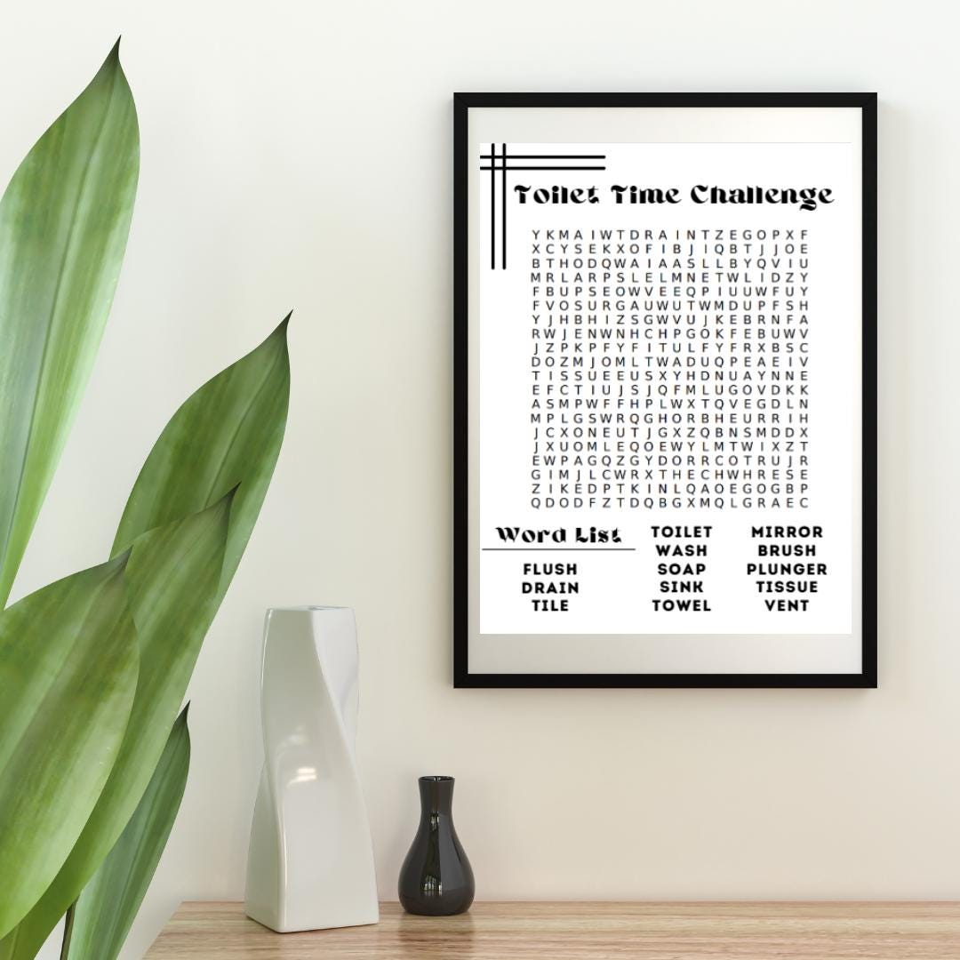 Bathroom Word Search- Printable Wall Art- Digital Download- 2 Styles - Etsy