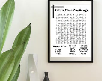 Bathroom Word Search- Printable Wall Art- Digital Download- 2 Styles