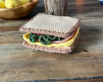 Hand Made Deli Sandwich - Crochet Play Food - Ready to Ship