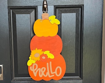 3D Layered Pumpkin Door Hanger: Hand-Painted Fall Decor