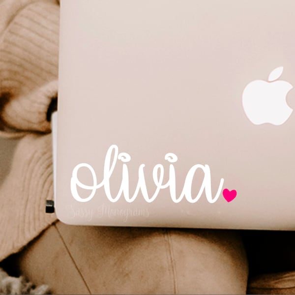 Name with Heart Vinyl Decal | Car Decal | Tumbler Decal | Laptop | | Personalized Car Decal | Sticker | Water Bottle | UC