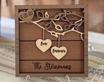 Personalized Wooden Sign | Heart with Date Frame | Couples Custom Wood Sign | Anniversary Gift | Personalized Wedding Gift | Layered 3d Sign