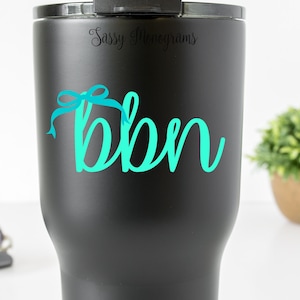 Monogram Initial Vinyl Decal: Coquette Bow Sticker, Personalized Laptop Car Decal