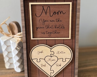 Personalized Wooden Puzzle Sign | Mom | Grandma