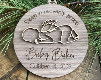 Sleep In Heavenly Peace Memorial Ornament | 3d Stillborn Miscarriage Keepsake | Personalized Ornament | Infant Loss | In Memory | Angel Baby