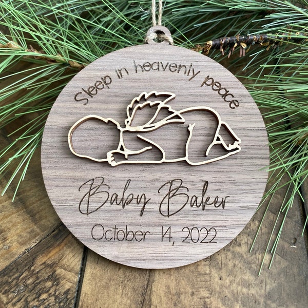 Sleep In Heavenly Peace Memorial Ornament | 3d Stillborn Miscarriage Keepsake | Personalized Ornament | Infant Loss | In Memory | Angel Baby