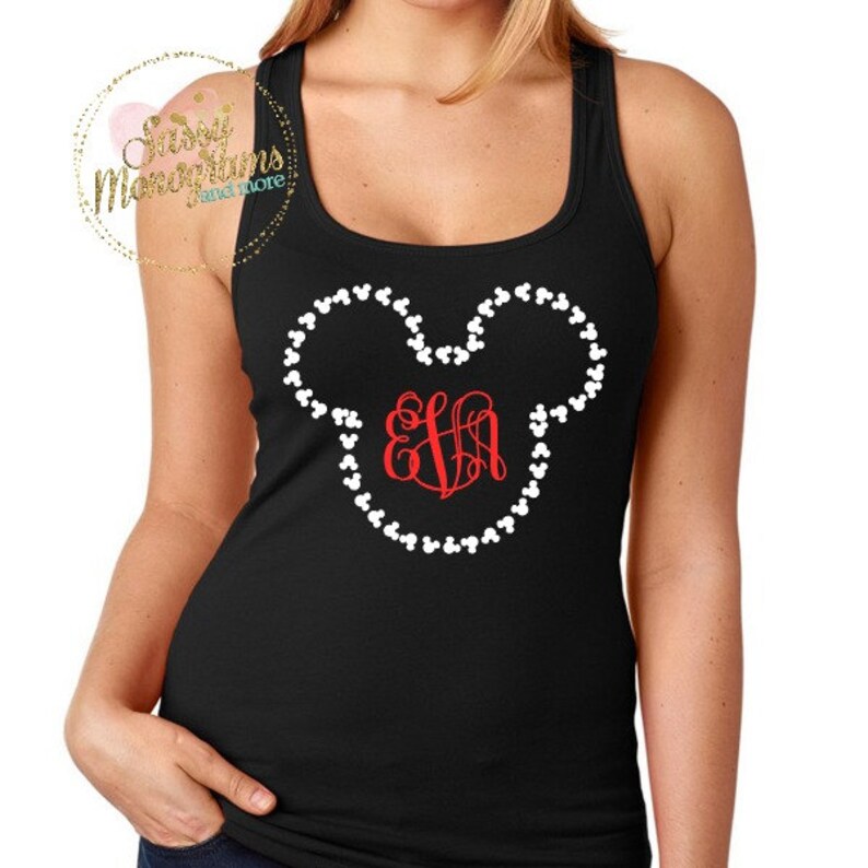 Mickey Head Monogrammed Personalized Ladies Tee Shirt OR | Etsy