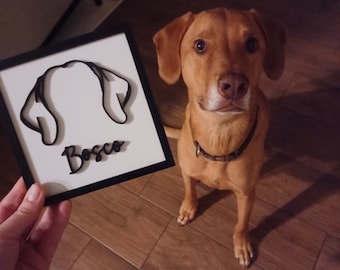 Orecchie di cane incorniciate Disegno personalizzato di orecchie di cane  Regalo commemorativo per cani Memoriale per animali domestici