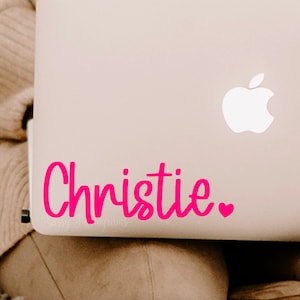 Name with Heart Vinyl Decal | Car Decal | Loopy Decal | Laptop | | Stanley | Personalized Car Decal | Sticker | Water Bottle | Tumbler | MS