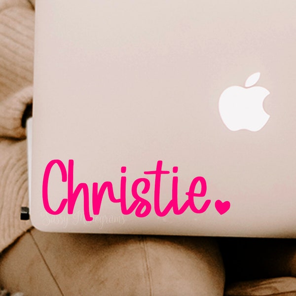 Name with Heart Vinyl Decal | Car Decal | Loopy Decal | Laptop | | Stanley | Personalized Car Decal | Sticker | Water Bottle | Tumbler | MS