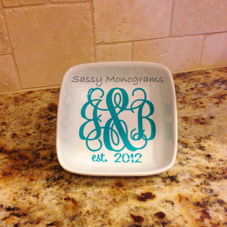 Bridal Gift Monogrammed Ring Dish Couples Monogrammed Jewelry Dish Jewelry Holder Ring Bowl Engagement Gift Wedding Gift