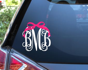 Coquette Bow Monogram Vinyl Decal: Custom Car, Laptop, Planner