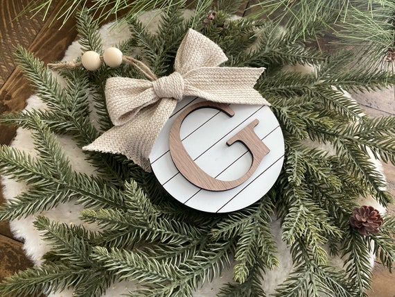 Christmas Initial Ornaments for Christmas Tree - Monogrammed Xmas Wood  Decor Gift - Noel Wooden Gifts for Housewarming - Pattern Decorative  Christma
