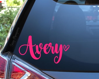 Personalized Name Vinyl Decal with Heart - Car, Laptop, Tumbler Sticker (SF Font)