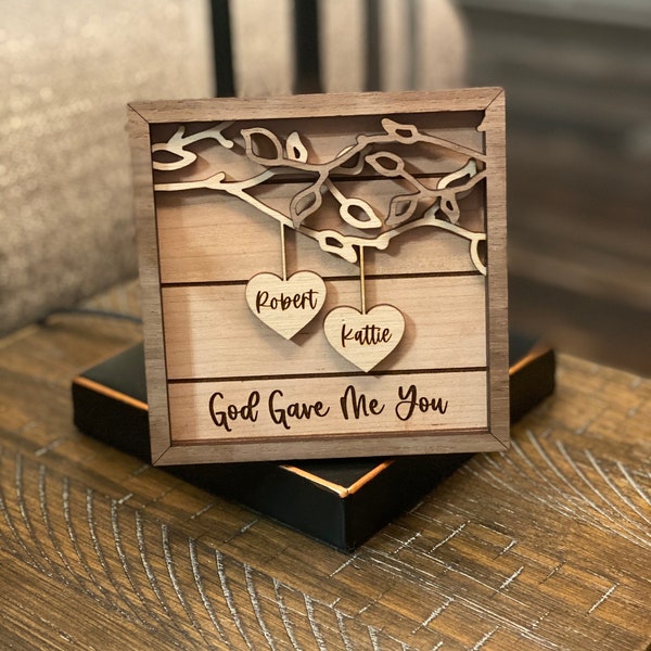 Personalized Wooden Sign | Couples Custom Wood Sign | Anniversary Gift | Personalized Wedding Gift | Layered 3d Sign | Couples Names Sign