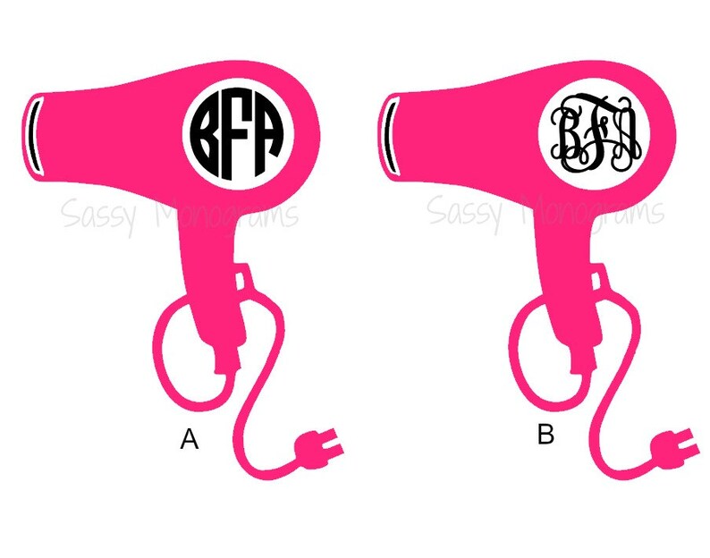 Hair Stylist Blow Dryer Personalized Monogram Vinyl Decal Etsy