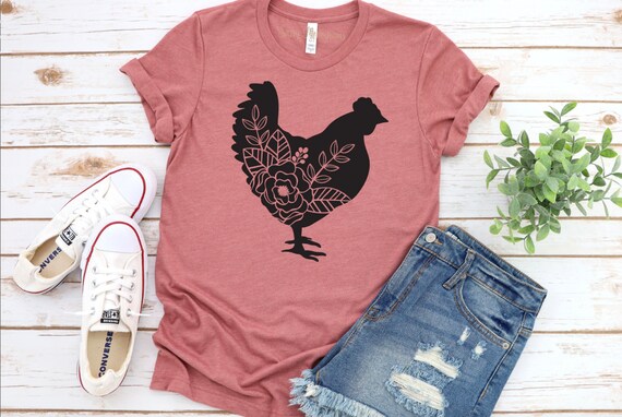 Floral Chicken Shirt Farm Life Chicken Lady Chicken | Etsy