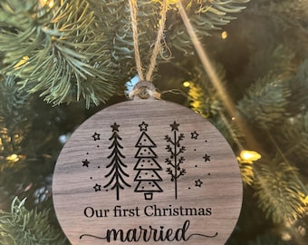 Personalized Couples First Christmas Ornament | Married | Engaged