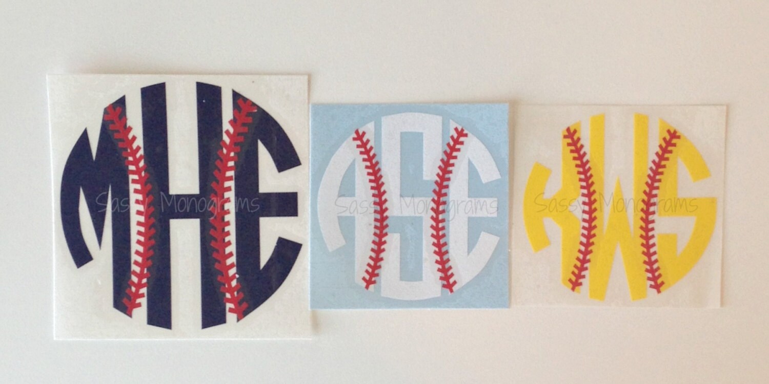 Baseball Softball Stitch Personalized Monogramed Vinyl Decal Etsy