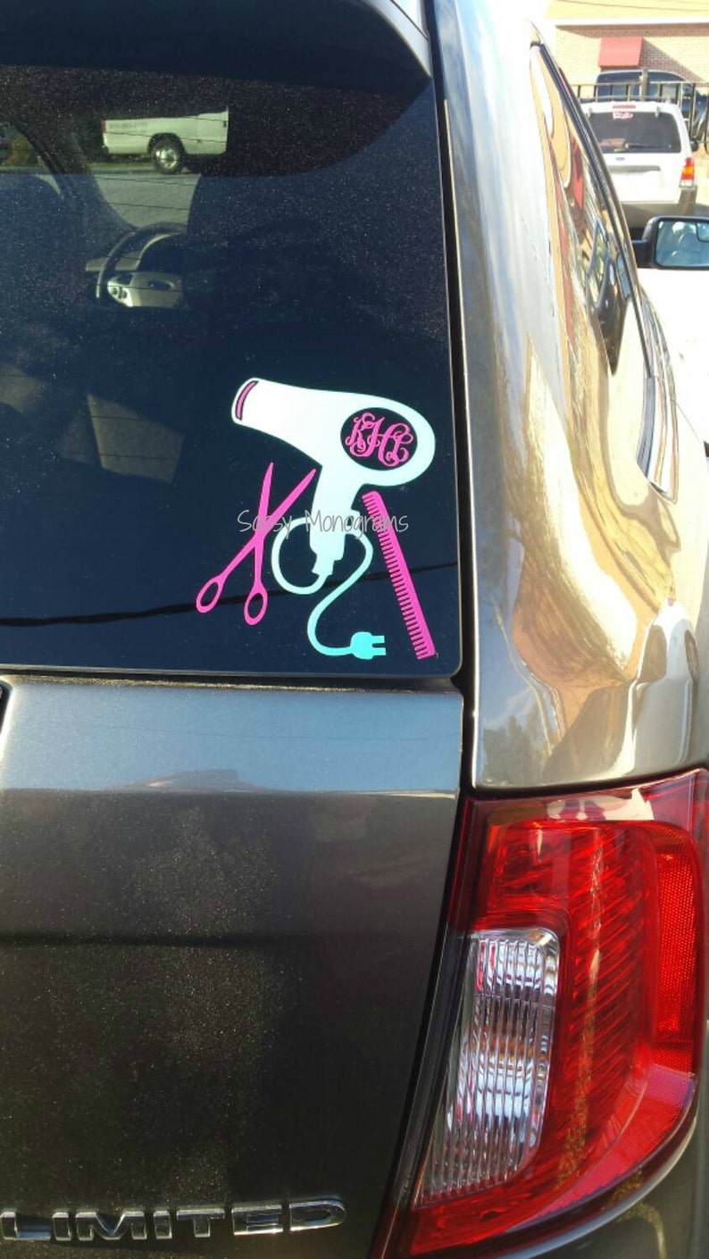 Hair Stylist Blow Dryer Personalized Monogram Vinyl Decal Etsy